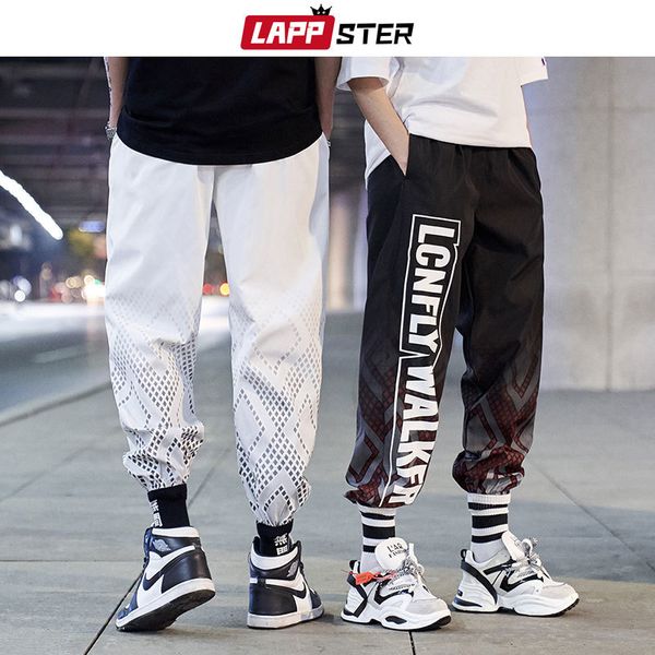 

хип-хоп бегуны брюки 2019 spring side полосатого sweatpants мужчины streetwear ankel длина брюки пара black шаровары