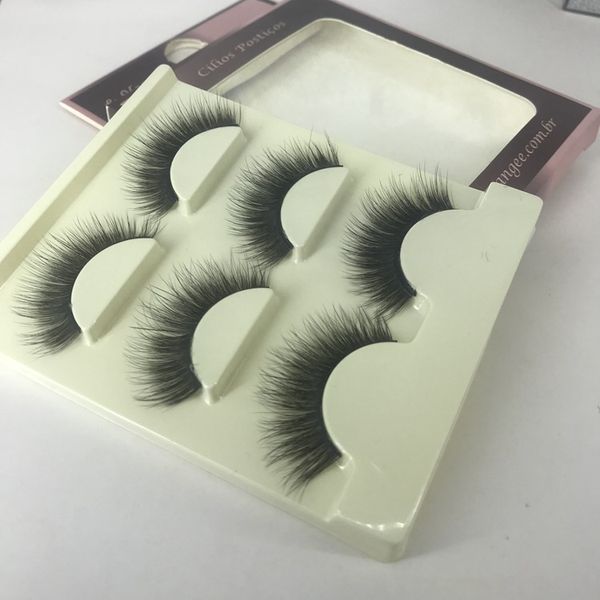

3d mink hair false eyelashes extension fluffy fake eyelash fan shape natural long eye lashes cilios faux cil 3 pairs set