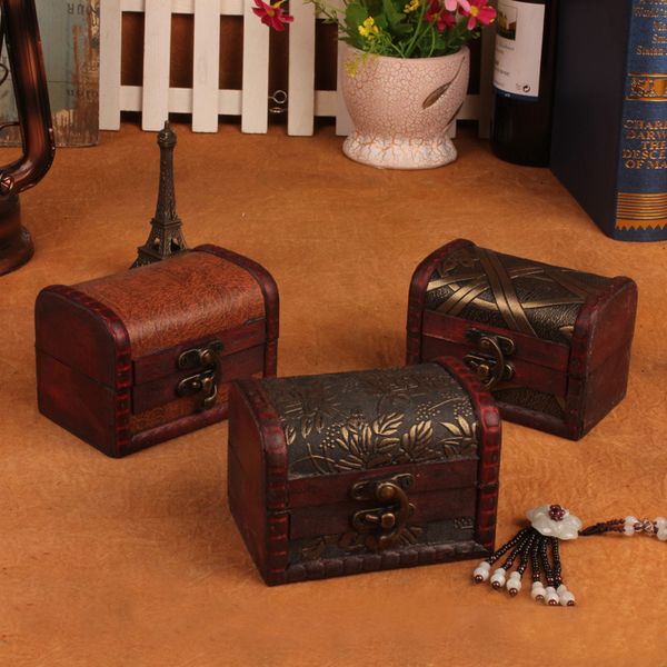 

1pcs wooden jewelry storage box necklace earrings jewelry cosmetics box container gift desk retro storage finishing
