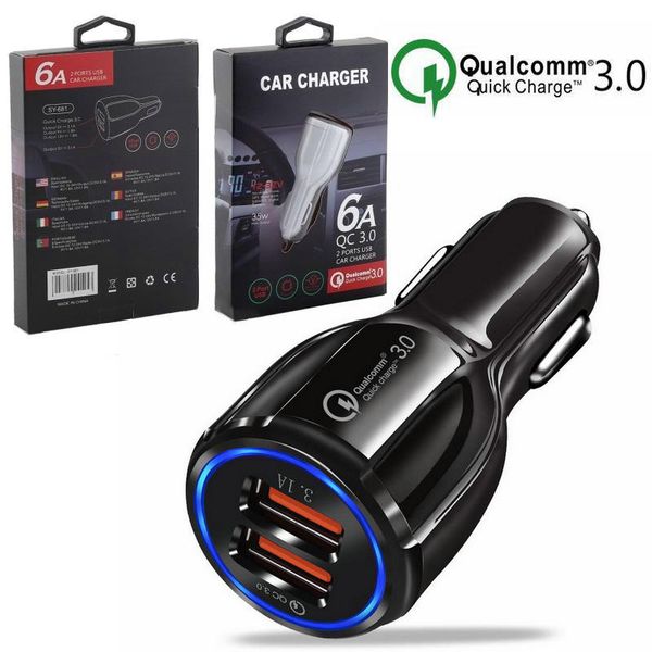 

qc3.0 car charger for mobile phone dual usb car charger quick charge 3.0 fast charging adapter mini car phone usb charger high qulaity