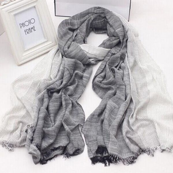 

gaoke 2018 male winter scarf men warm soft tassel bufandas cachecol striped tassel woven wrinkled cotton men scarves, Blue;gray