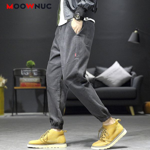 

мужские брюки sweatpants полная длина брюк 2020 новая осень зима вельвет повседневная мода мужской свободный дизайн классический бизнес, Black