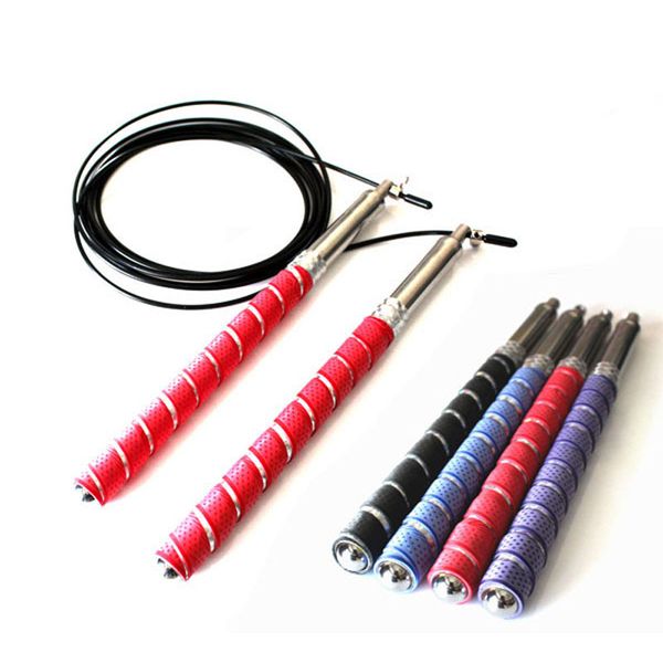 

metal and sweatband handle sport skipping,ball bearing,stainless stel cable,speed jump rope