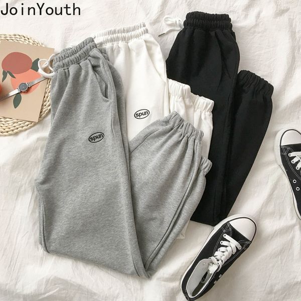 

joinyouth women pants fashion korean clothing loose wild casual trousers straight high waist solid sweatpants streetwear 7a528, Black;white