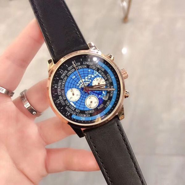 

fashion style mens watches men watch brand male clock all sub-dials work leather band satch quartz wristwatches for men's christmas gif, Slivery;brown