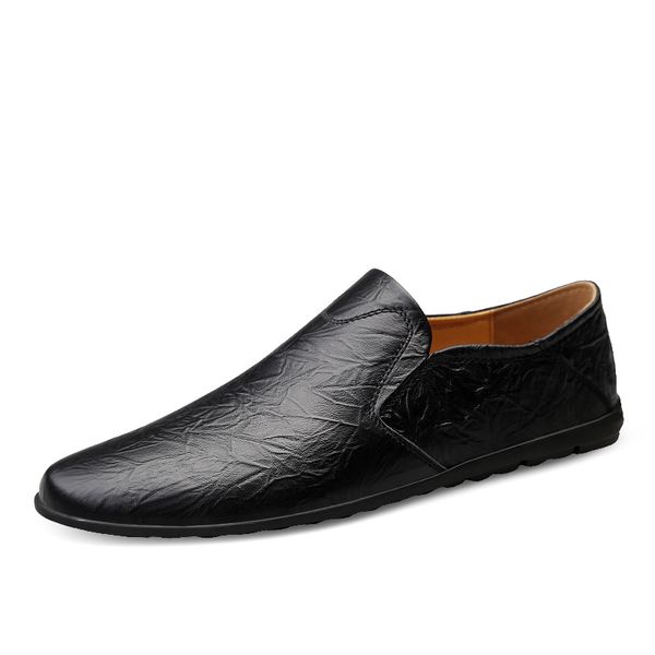

handmade genuine leather men shoes spring autumn business fashion men casual non-slip shoes brand xcr8796, Black