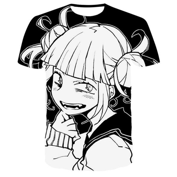 

my hero academia deku himiko toga 3d printed t shirt summer men women harajuku t-shirt fortniter oversized tshirt teenager tee, White;black