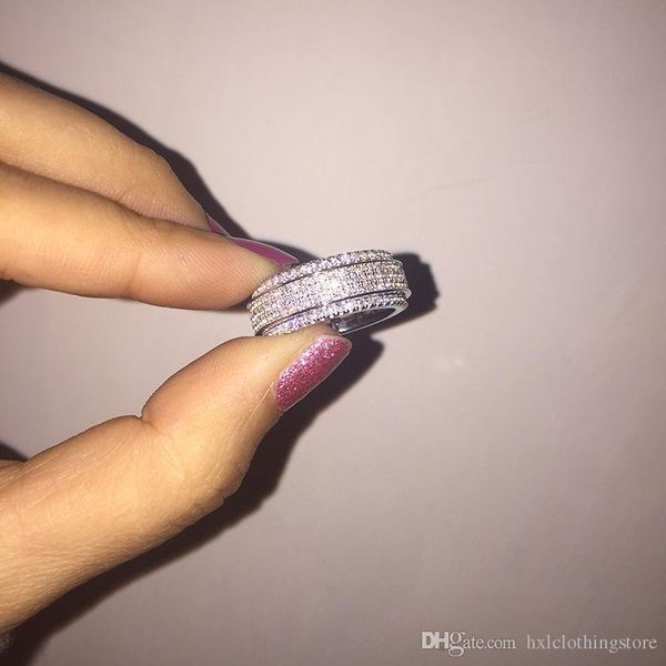 

hxlcioth стерлингового серебра вращающийся женский кристалл от swarovski простой темперамент пара кольцо ювелирные изделия, Silver