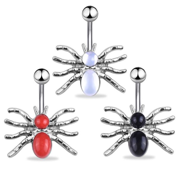 

spider insect wasit belly dance crystal body jewelry stainless steel rhinestone navel & bell button piercing dangle rings for women, Silver