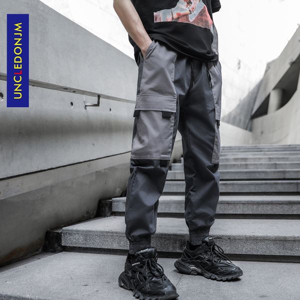

uncledonjm patchwork harem pants streetwear men 2020 summer hip hop casual trousers fashion male pants cargo k607, Black