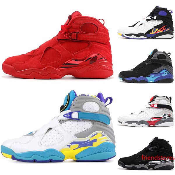 

8s basketball shoes 8 valentines day aqua black white chrome playoff countdown pack mens trainer designer sport sneaker size 41-47