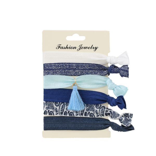 Women Girls Printed Lace Flat Stars Hair Ties Rope Elastic Hair