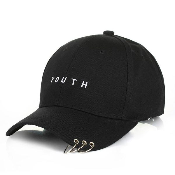 

women men letter printed baseball caps youth snapback caps hip pop flat hats metal ring caps dad hats, Blue;gray
