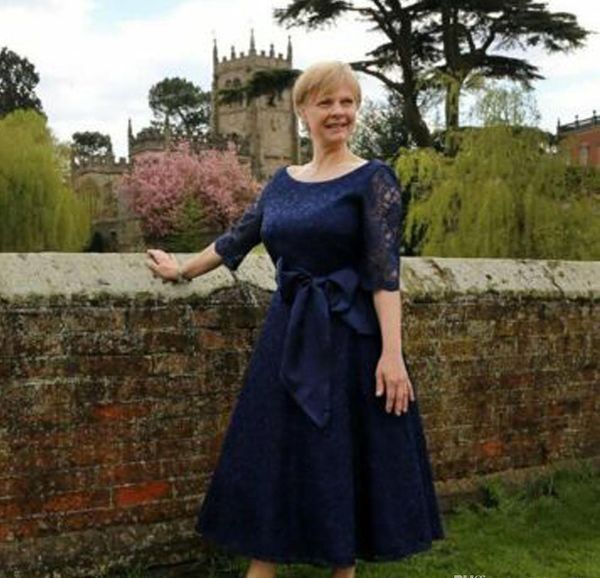 Abiti eleganti per la madre della sposa blu navy nuovi abiti formali in pizzo per lo sposo, madrina, abiti da sera per gli ospiti della festa di nozze, taglie forti, realizzati su misura