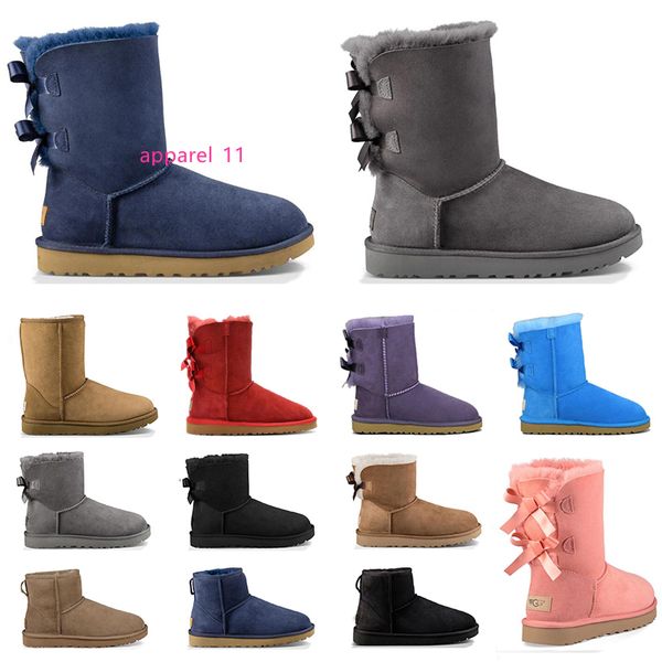 

classic australia designer women fur ankle boots triple black grey navy pink blue fashion luxury snow boot woman winter shoes size 36-41