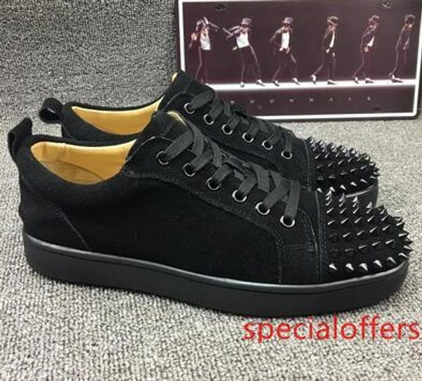 

designer red bottom loafers for men women casual shoes genuine leather slip on platform sneakers wedding party flats men shoes04, Black