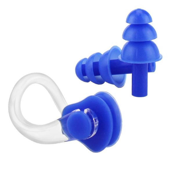 

protective water protection earplug waterproof soft silicone swimming diving earplugs x 2 + nose clip wholesale