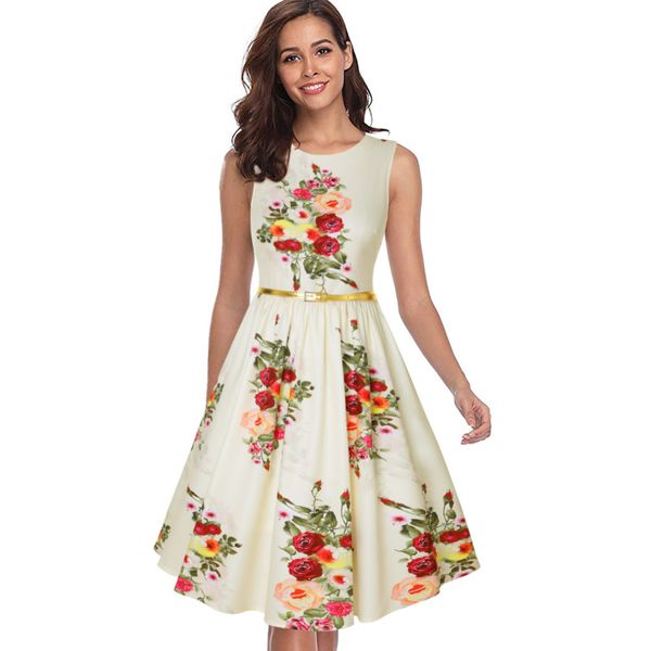 

bgw ht41023 a line cocktail dresses floral print scoop neck sleeveless 2020 new robes cocktail femme enceinte party dress, White;black