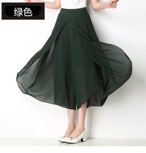 

women's pants & capris summer women loose ankle length high waist/chiffon skirt/wide leg plus size trousers 5xl, Black;white
