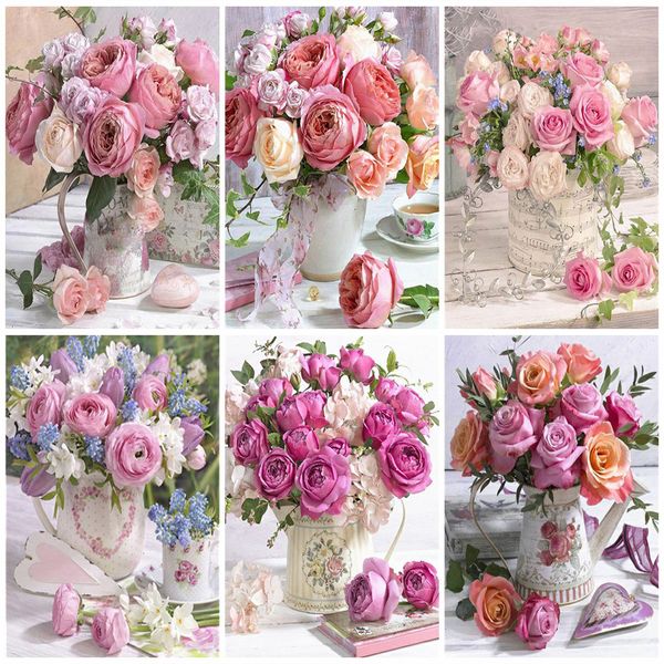 

huacan coloring by numbers kits flower dawing on canvas handpainted painting art gift diy home decoration