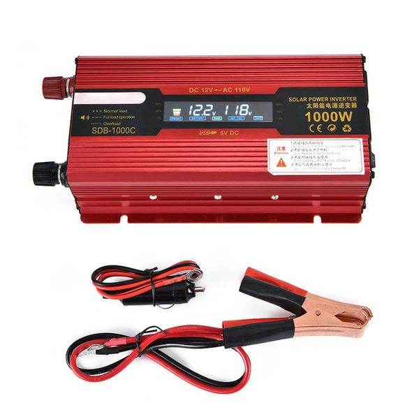 

1000w led diaplay car power inverter converter charger adapter modified sine wave with usb port & 2 us plug