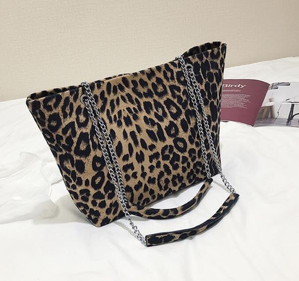 

fashion leopard women handbag canvas women shoulder bags designer messenger bags ladies chain casual tote chain shoulder handbag/5
