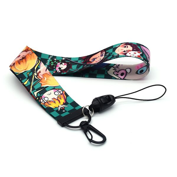 

anime demon slayer kimetsu no yaiba tanjirou nezuko keychain lanyard neck key strap for phone keys id card cartoon lanyards gift, Silver