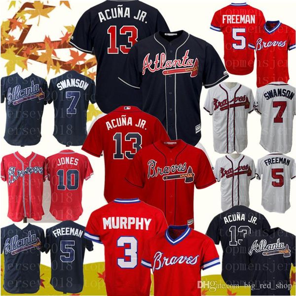 

2019 atlanta 13 brave ronald acuna jr jr jer ey 44 hank aaron 10 chipper jone 5 freddie freeman ba eball jer ey