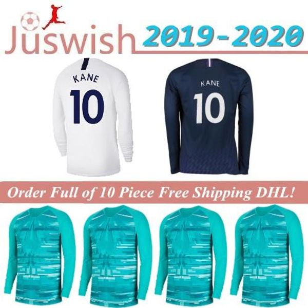 

19 20 spurs home soccer jersey 2019 long sleeve tottenhames kane son alderweireld eriksen dele home away jersey red football shirt, Black;yellow