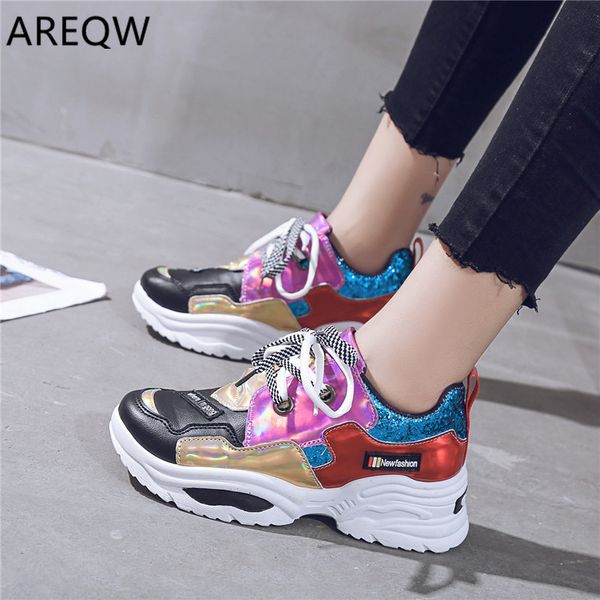 

2020 sneakers women fashion platform shoes vulcanize shoes womens casual krassovki female trainers dad shoes y200424, Black