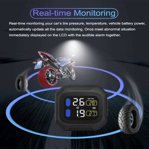 

tpms motorcycle tire sensor wireless tire tyre pressure monitoring system tpms moto internal/externalpir sensor lcd display