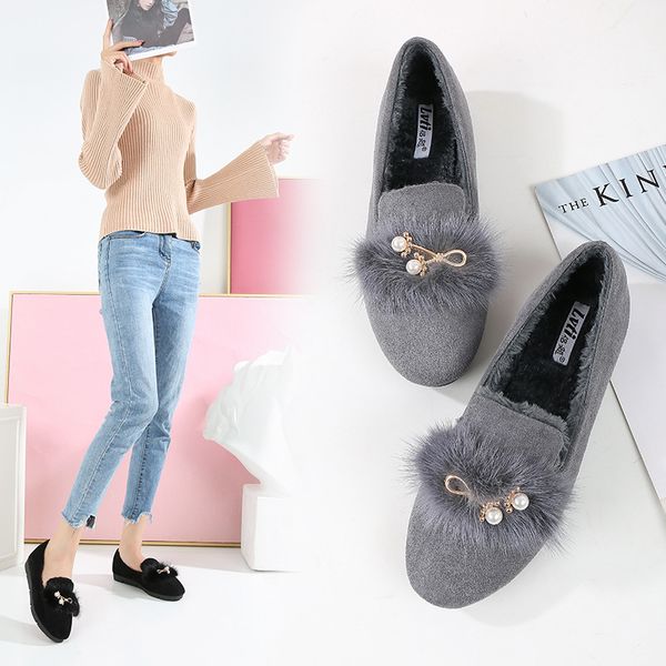 

womens loafers shoes round toe autumn slip-on casual female sneakers women's moccasins flats big size fall slip on winter new, Black