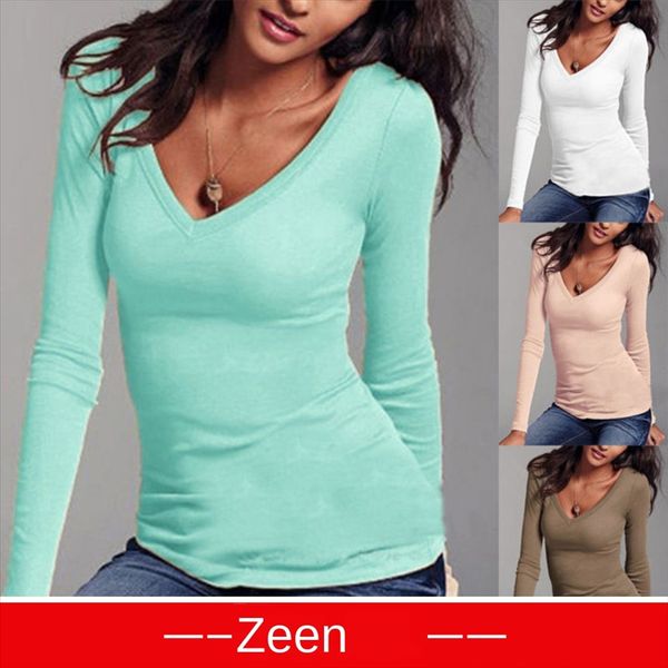 

women's pure color v-neck chest-exposed t- underpants base women's pure color v-neck chest-exposed t-shirt underpants base shirt, White