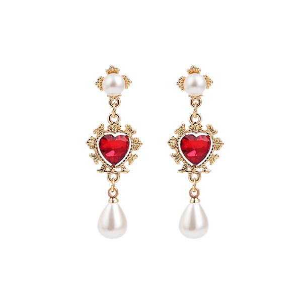 

rhinestone love pendant pearl pendant earrings ms. announcement earrings, Silver