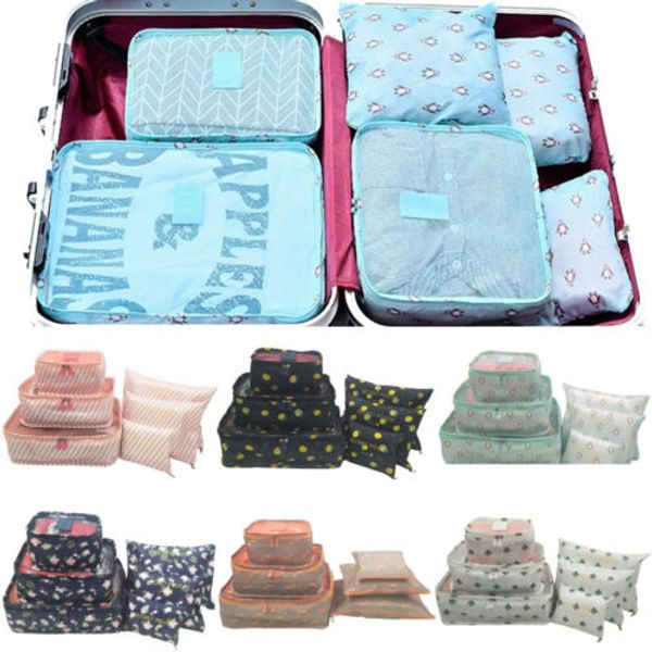 

6pcs waterproof travel organizer packing cube compression clothes storage bag travel insert foldable case set container bags