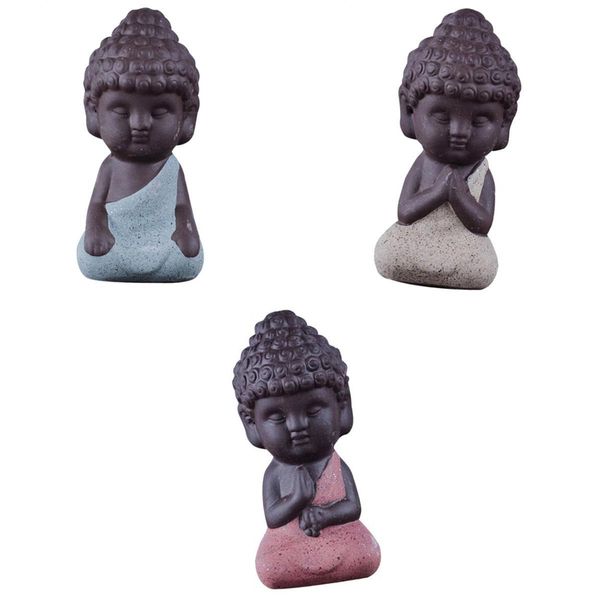

набор 3шт little buddha monk tea house миниатюрный фигурка ceramic статуя