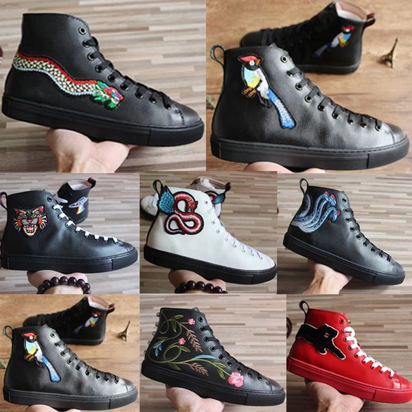 

new men's designer high-casual shoes ace shoes tiger printed leather men and women brands casual shoes 34-46, Black