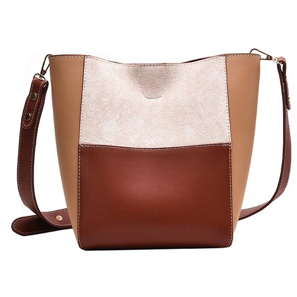 

2pcs fashion lady faux leather color block crossbody shoulder bucket bag handbag