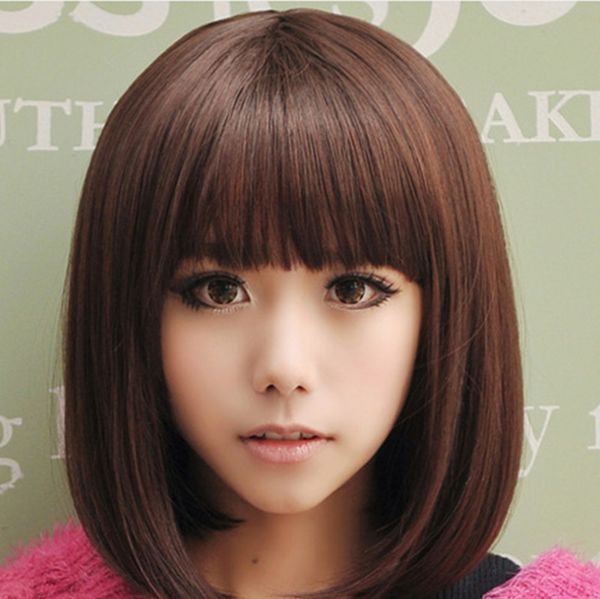 

factory direct sales wigs women short straight hair qi liu haitou, Black