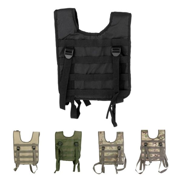 

fishing webbing molle vest 600d oxford harness tactical vest suspenders hunting for belt attach, Camo;black