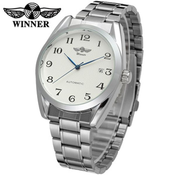 

mechanical automatic wristwatch men winner brand watch luxury stainless clock gift relogio masculino, Slivery;brown