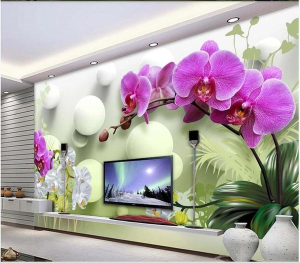 

custom p 3d wallpaper mural hd phalaenopsis 3d stereo tv flower bedroom living room sofa background home decoration wall art 3d stickers