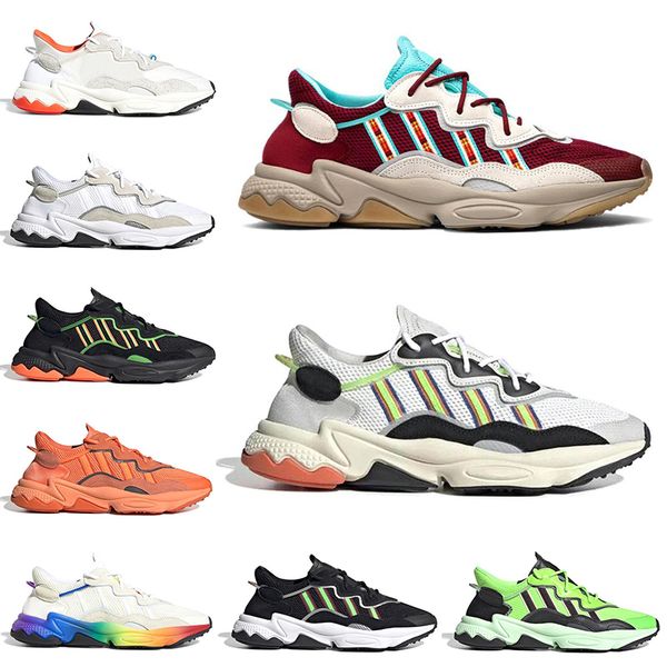 

2020 wholesale casual shoes ozweego men women blue triple black solar yellow running shoes mens trainer sports chaussures 5-11