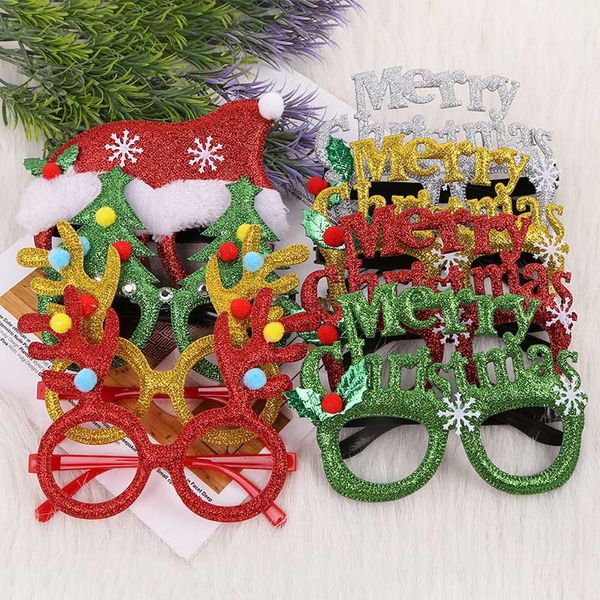 

christmas decoration children's toys xmas party cute christmas tree elk glasses decorations frames cute cartoon antlers glasses jj19817, Silver