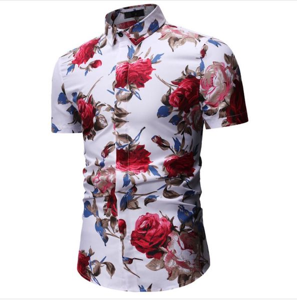 

2020 print floral shirt casual men printing floral pattern design turn down collar short sleeve men dress shirt ys11, White;black