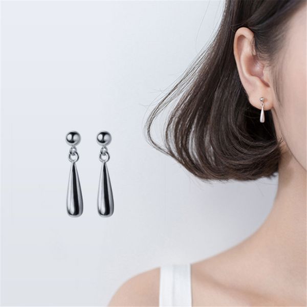 

whole sale classic simple 925 real sliver earrings stud women accessories fashion jewelry water drop ladies ear studs flash 3290, Golden;silver