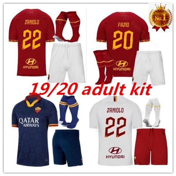 

19 20 as roma soccer jerseys kit totti de rossi home away third dzeko 2019 2020 roma soccer jerseys set with socks, Black