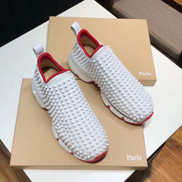 

fashion spikes tennis shoes for men sneakers luxury party wedding shoes womens rivet flat mens running shoes big size us 13, Black