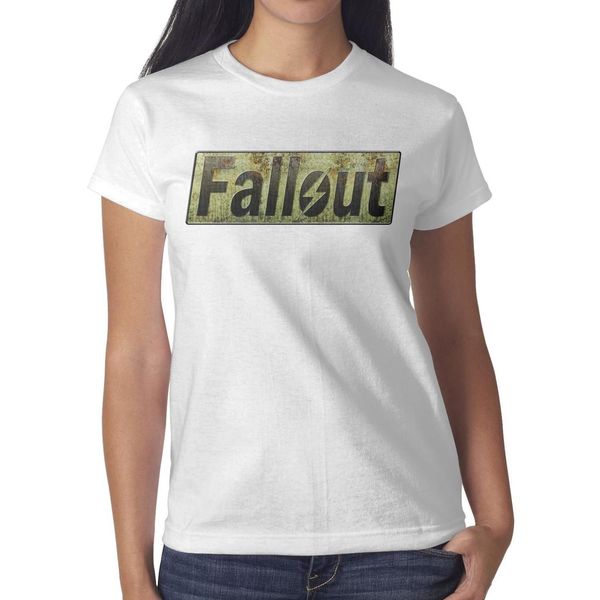 

fallout logo бела женка ђболка, ђболки, майки, ђболки пѬином винажнй диза, White