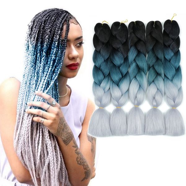 Ombre Jumbo Braiding Hair Extensions 24inch 500g Jumbo Box Braids